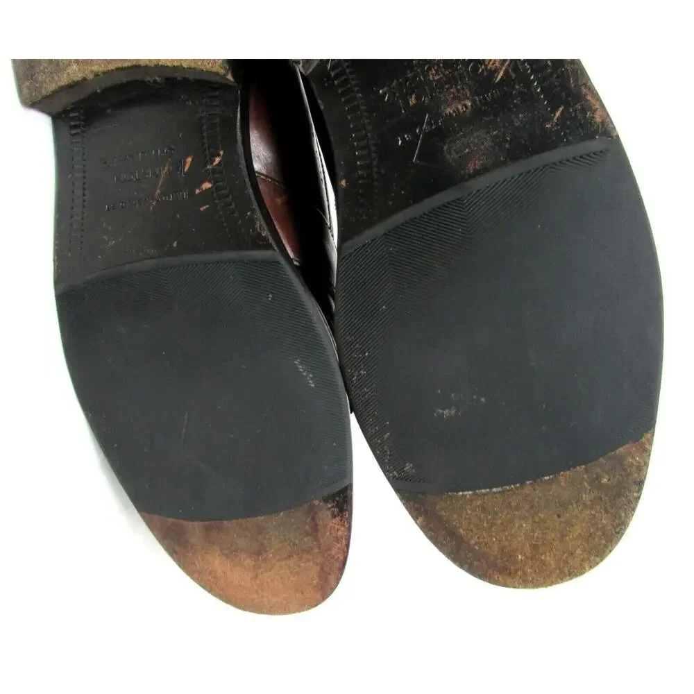 Johnston & Murphy men's size 8.5 M brown leather loafers shoes kilt tassels